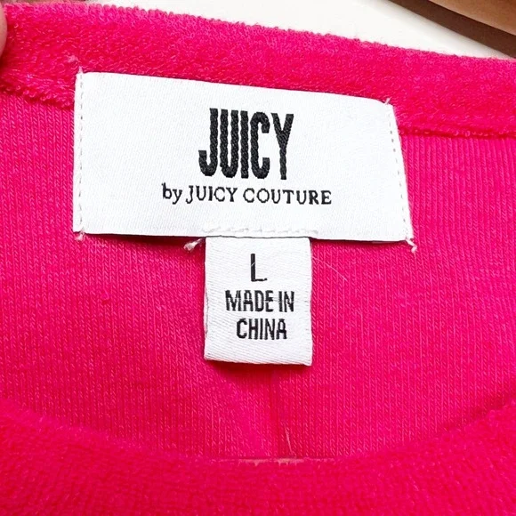 Juicy by Juicy Couture NWT Watermelon Pink Terrycloth Short Sleeve Tee Size L - Picture 6 of 8